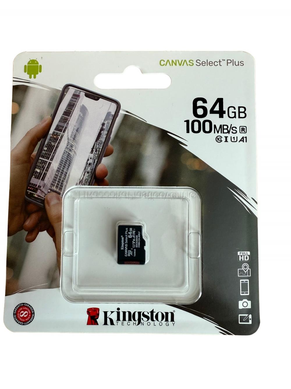 Kingston Micro SD 64GB (HC) minnekort Class 10