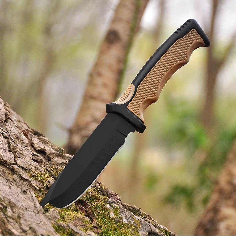 Xtremhunt tac-knife, kvass egg i rustfritt stål, anti-slip grep.
